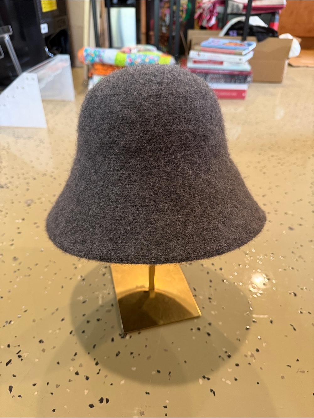 Anthropologie Felted Wool Bucket Hat in Charcoal Gray